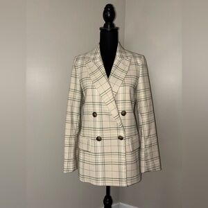 H&M Cream Plaid Blazer